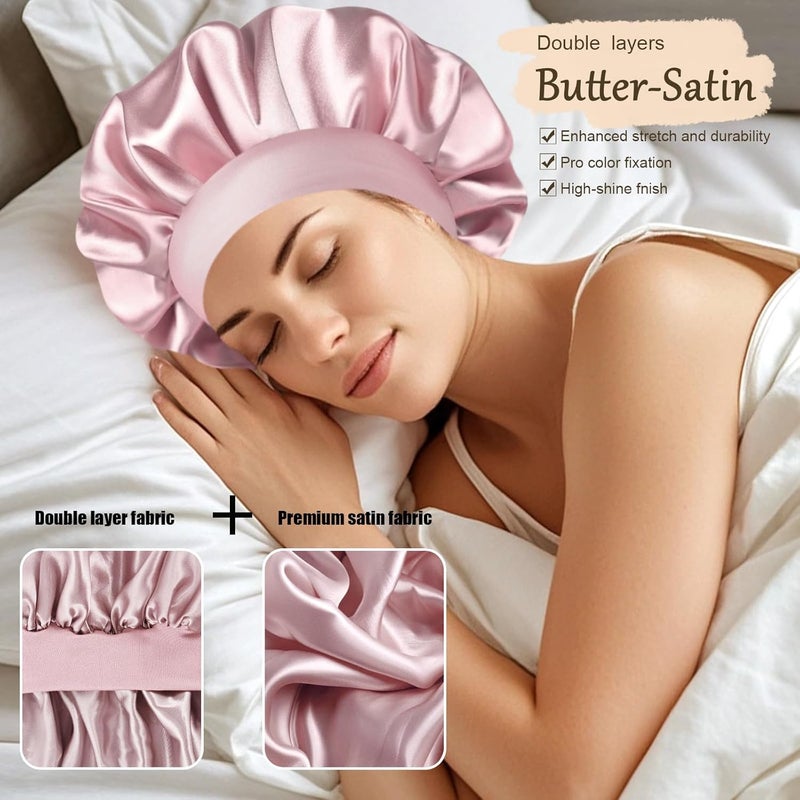 Doitory Store Satin Silk Bonnet for Sleeping, Soft Satin Lined Hair Bonnet for Women, Double Layer Sleep Nightcap - Image 3